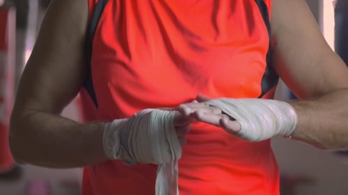 Adult Wrapping Boxing Hand Wraps in Gym