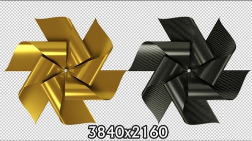 Gold and Carbon Fiber 3D Spinning Pinwheel Elements