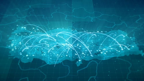 Digital Map of Turkey with Connecting Network Lines