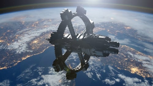 Station spatiale en orbite autour de la Terre