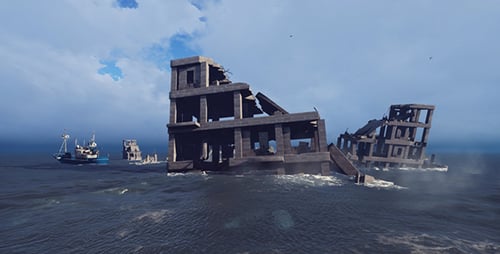 Ruined City After The Disaster