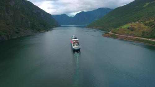 Cruise Ship, Cruise Liners On Sognefjord Or Sognefjorden, Norway