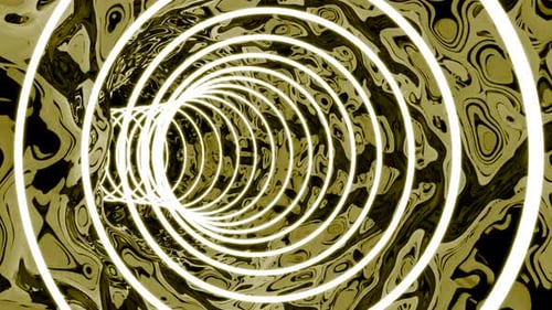 Abstract Hypnotic Tunnel with Glowing Rings Loop Background