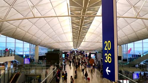 Time lapse of people in Hong Kong airport