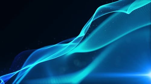 Futuristic Blue Particle Wave Digital Background Loop