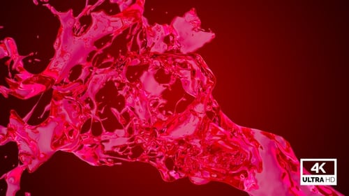 Vibrant Pink Liquid Splash Transition with Alpha Channel