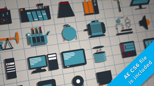 Modern Flat Design Animated Icons for Industry Infographics