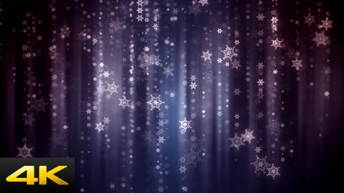 Falling Snowflakes and Star Particles Winter Holiday Background