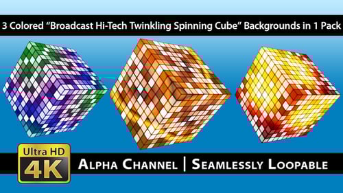 Animated Rotating Cube with Glowing Pixels and Reveal