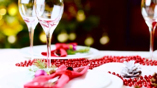 Festive Christmas Dinner Celebration with Turkey and Candles