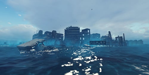 The Ruins of The City After the Disaster