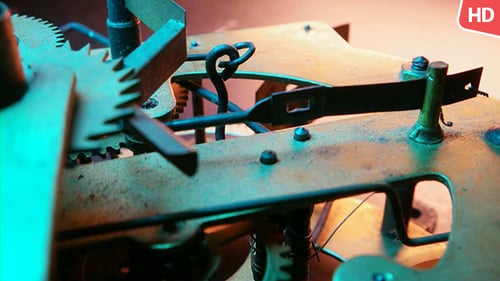 Clock Interior Working with Meshing Gears