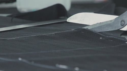 Equipment For The Seamstress. Sewing Tools. Cutting Fabric.