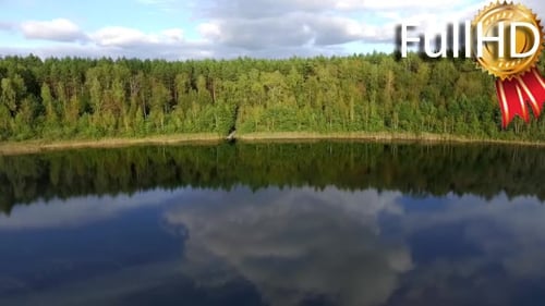 Aerial View on on the Shore of a Beautiful Lake