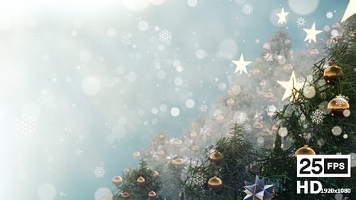 Animated Festive Christmas Tree Background with Snow and Lights