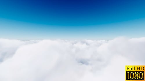 Seamless Flight Through Beautiful White Clouds and Blue Sky