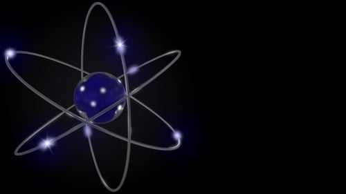 Futuristic Science Atom Model with Electron Orbits Animation