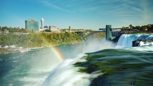 The World-famous Niagara Falls - a Popular Place Among Tourists. In the Picture, One Can See Two