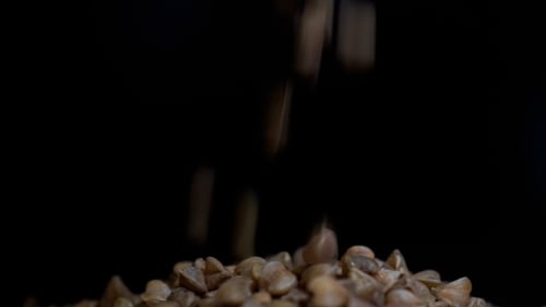 Footage Buckwheat Falls Into a Plate.