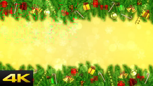 Animated Christmas Garland and Ornaments Festive Background