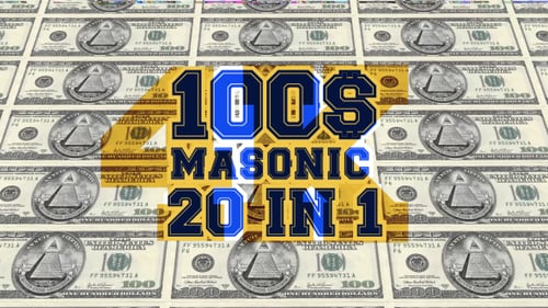 Animated One Hundred Dollar Bills with Masonic Eye Background Pack