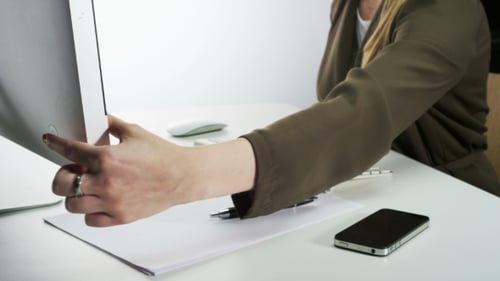 Woman Working at Computer in Modern Office