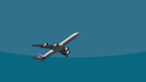 Animated Airplane Flying Across Blue Sky