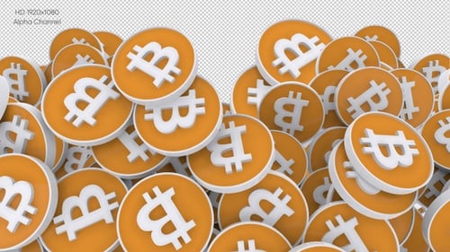 Falling 3D Bitcoin Coins Loop Animation