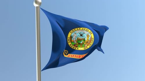 Waving Idaho State Flag Animation Loop