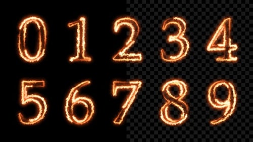 Fiery Glowing Numbers Digital Animation Set
