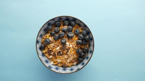 Bowl of Cereal and Blueberries