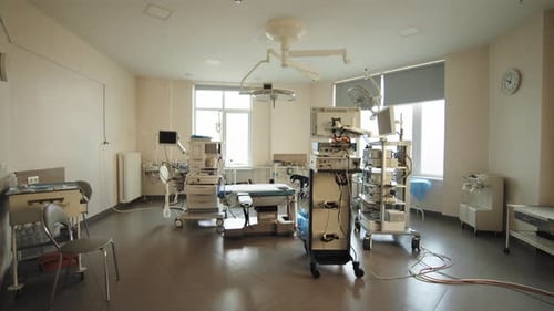 Empty Operating Room with Medical Equipment