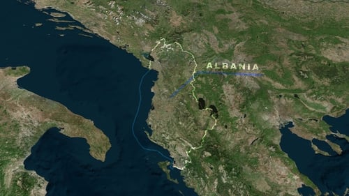 Albania Map Animation with Geographic Border and Route Reveal