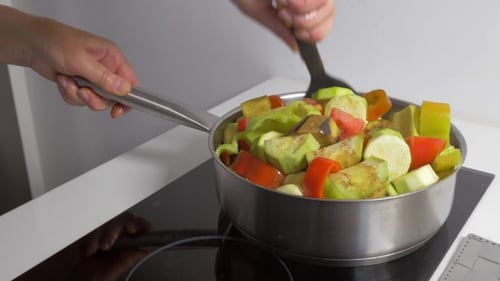 Vegetables Stir Fried in Skillet