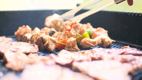 Barbecue mit köstlichem Grillfleisch auf dem Grill. Barbecue-Party