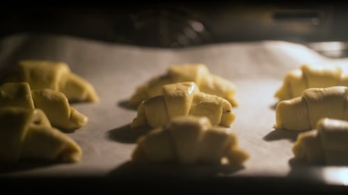 Golden Croissants Baking in Oven