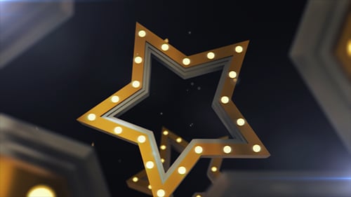 Golden Marquee Stars with Glowing Lights Awards Background
