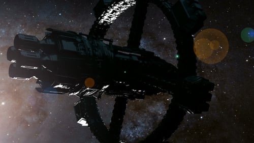 Navire spatial et étoiles de la Voie lactée