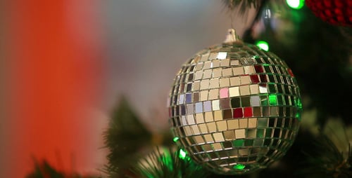 Mirror Ball Ornament on Christmas Tree