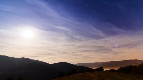 Night Sky Time-Lapse Over Mountainous Landscape