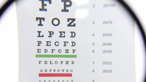 Examining Eye Test Chart with Magnifying Glass