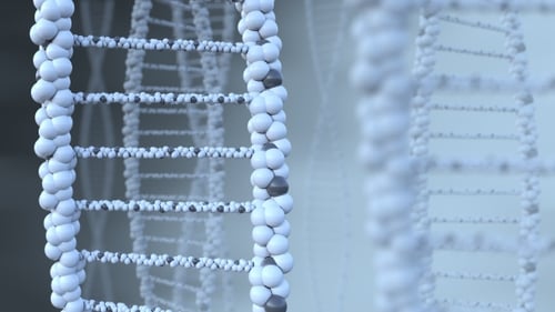 Spinning Blue DNA Molecules