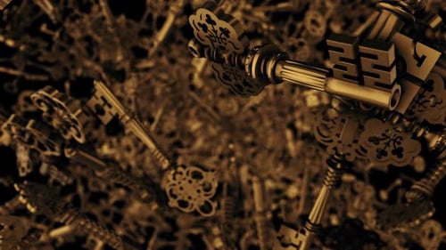 Animated Ornate Golden Keys Seamless Loop