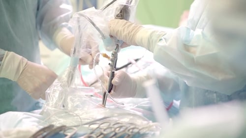 Doctor Performs Endoscopic Surgery Removing a Brain Tumor.