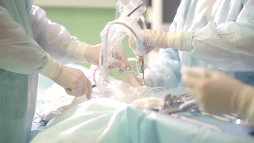 Doctor Performs Endoscopic Surgery Removing a Brain Tumor.