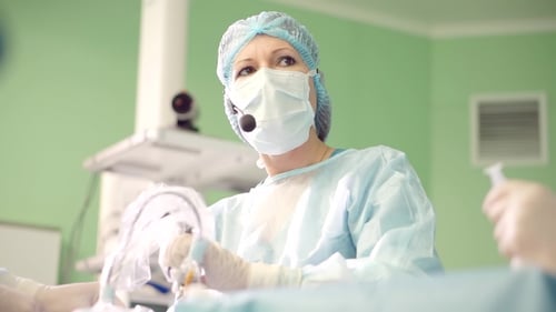 Doctor Performs Endoscopic Surgery Removing a Brain Tumor
