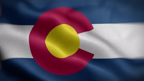 Waving Colorado State Flag Realistic Animation