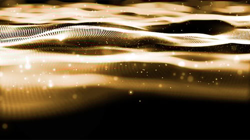 Golden Shimmering Particle Waves Motion Background