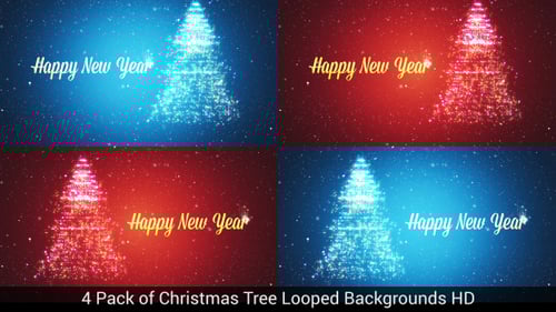 Sparkling Christmas Tree Happy New Year Looping Backgrounds