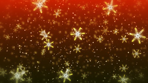 Sparkling Golden Snowflakes Falling Festive Christmas Background Loop